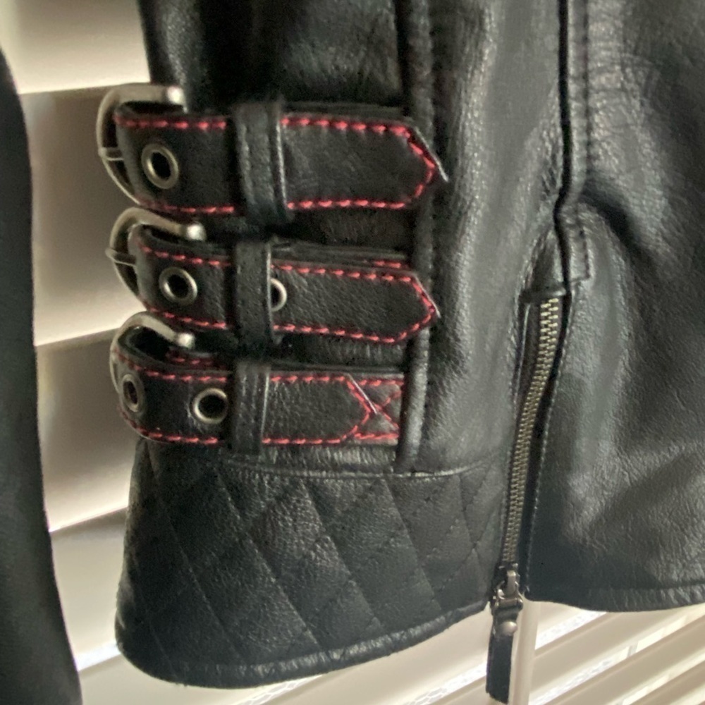 Authentic Women’s Harley Davidson Reflective Willie G Skull Leather Jack NWOT XS - Picture 6 of 11